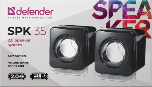Акустическая 2.0 система DEFENDER SPK-35, USB, черная (1/50) (65635) фото 6