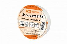 Изолента ПВХ 0,15х19мм Белая 20метров TDM (1/10/180) (SQ0526-0001)