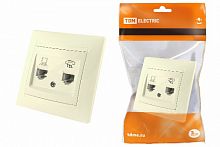 Розетка скрытая установка, телефонная RJ11 + компьютерная RJ45 сл. кость "Лама" TDM (SQ1815-0119)