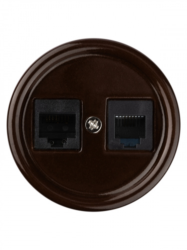 Розетка TDM телефонная RJ11 + компьютерная RJ45 коричневая «Болонь» (1/72) (SQ1820-0452) фото 5