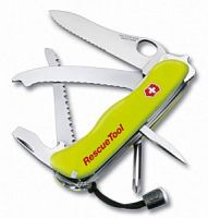 Нож перочинный Victorinox RescueTool One Hand, 111 мм., 12 функций, салатовый (карт. коробка) (0.8623.MWN)
