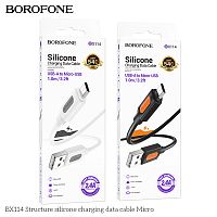 Кабель USB - микро USB Borofone BX114 Structure, 1.0м, 2.4A, силикон, цвет: чёрный (1/360) (6941991116865)