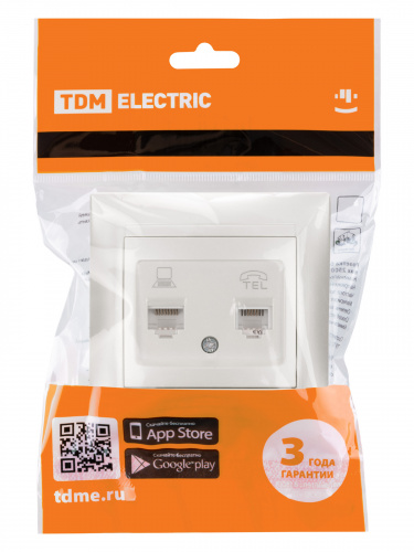 Розетка телефонная RJ11 + компьютерная RJ45 перламутр "Лама" (10/120) TDM (SQ1815-0819) фото 3