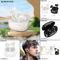 Наушники внутриканальные Borofone FQ1 Shine, пластик, микрофон, bluetooth 5.4, цвет: белый (1/14/84) (6941991113291)