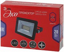 Прожектор светодиодный ЭРА LPR-20-6500К SMD Eco Slim 20Вт 1800Лм 6500K, холодный свет, 126х87 (б0036379)
