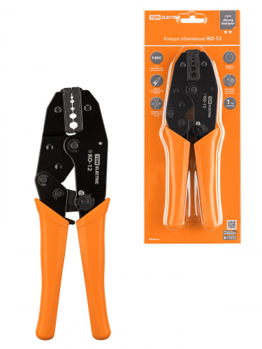 Клещи обжимные КО-12, обжим F и BNC разъемов (RG-58, RG-59, RG-62, RG-174, FO), "МастерЭлектрик" TDM (1/20) (SQ1001-0009)