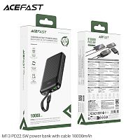 Мобильный аккумулятор Аккумулятор внешний ACEFAST M13, 10000mAh, 1 Type-C, PD20Вт, QC3.0, кабель Type-C, индикатор, цвет: чёрный (1/60) (6974316283959)