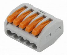 ЭРА NO-222-24  Строительно-монтажная клемма СМК, модель 415, с рычагом, 5 отверстий, 0.08-2.5мм2 (уп.2шт.)
