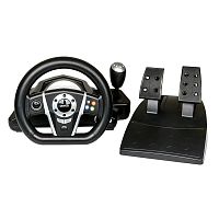 Игровой руль GW-135VR Dialog GranTourismo - эф.вибрации, 2 педали, рычаг ПП, PC USB, черный/серый (1/2)