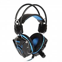 Игровая гарнитура Smartbuy RUSH SNAKE, велюровые амбушюры, шнур 2,2 м, черный/синяя (1/30) (SBHG-1000)
