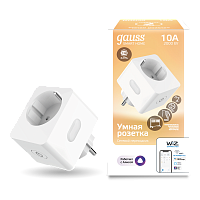 Умная Wi-Fi розетка Gauss Smart Home 2300W 207-253V дистанционное управление бытовыми приборами 10А IP20 c заземлением 1/6 (5510122)