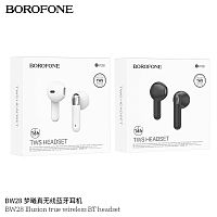 Наушники внутриканальные Borofone BW28 Illusion, пластик, bluetooth 5.3, микрофон, цвет: белый (1/22/132) (6974443387902)