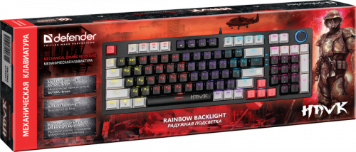 Клавиатура проводная игровая механическая DEFENDER Hawk GK-418 RU,радуж,97кн,1,5м,корич.свитч (1/20) (45419) фото 2
