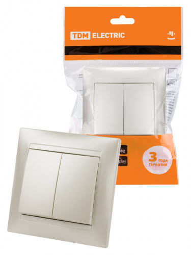 Выключатель 2-х кл. 10А перламутр "Лама" (10/120) TDM (SQ1815-0802) Выключатель 2-х кл. 10А перламутр "Лама" (10/120) TDM (SQ1815-0802)
