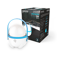 Фонарь GAUSS кемпинговый модель GFL002 5W 380lm Li-ion 3600mAh диммируемый голубой LED (1/20/40) (GF002)