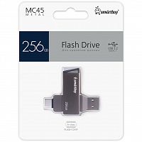 Флеш-накопитель USB 3.0  256GB  Smart Buy  MC45  Phantom  (Type-C / Type-A)  чёрный  металл (SB256GBMC45)