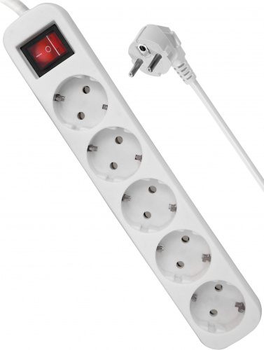 Удлинитель DEFENDER S530, 5 розеток, ПВС 3*1,0 мм2, мощность 2200 Вт, ток 10А, белый, с/з, выключатель, 3,0 м (1/30) (99242) фото 5