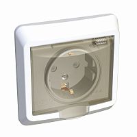 Розетка 1-м С/У ЭТЮД 16А IP44 250В с заземл. защ. шторки бел. Systeme Electric PC16-044B (1/14/84)