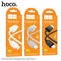 Кабель USB - Type-C HOCO X113 Beneficio, 1.0м, круглый, 3.0А, нейлон, цвет: чёрный (1/31/310) (6942007646178)
