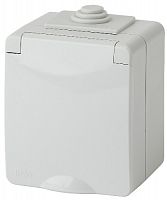 Розетка ЭРА, серии ЭРА Эксперт, 2P+E IP65, шторки, 16A-250В, ОУ, серый (10/100/1600) 11-2602-03