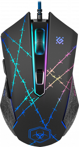 Мышь проводная игровая DEFENDER Forced GM-020L, USB,  6 кнопок, черный (1/40) (52020)