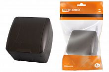 Розетка 2П+3 открытой установки IP54 16А с крышкой шоколад "Селигер" TDM (1/10/120) (SQ1818-0213)