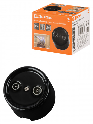 Розетка TDM TV+R оконечная черная «Болонь» (1/72) (SQ1820-0255)