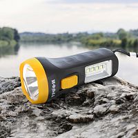 Фонарь ТРОФИ UB-101 универсальный на батарейках 1Вт 1 SMD+4 LED боковая подсветка 1хAA IP20 2 режима черно-желтый (1/200) (Б0054034)