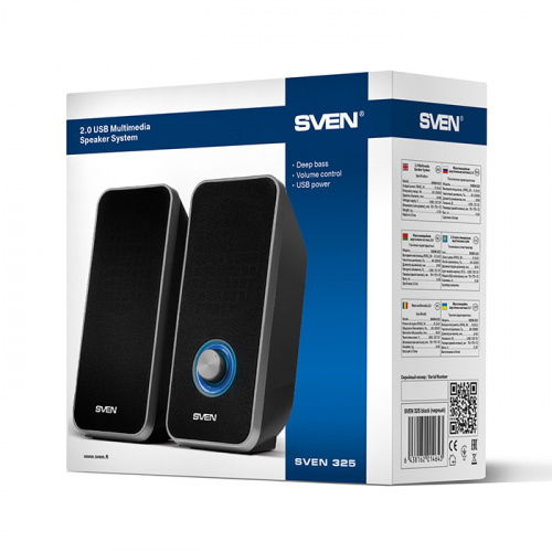 Акустическая система 2.0 SVEN 325, USB, мощность 2x3 Вт(RMS), чёрный (1/20) (SV-014643) фото 3