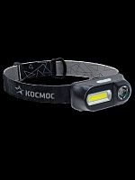 Фонарь КОСМОС светодиодный KocH3WDLith налобный аккумуляторный с коллиматорной линзой, с зумом КОСМОС 3Вт ХРЕ, 3Вт СОВ, сменный акк 1200mAh (1/24/96)