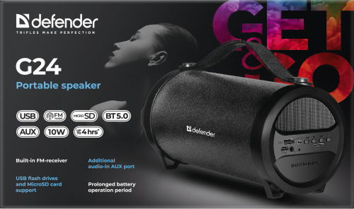 Колонка портативная DEFENDER G24 10Вт, BT/FM/TF/USB/AUX/1500мАч (1/8) (65124) фото 7