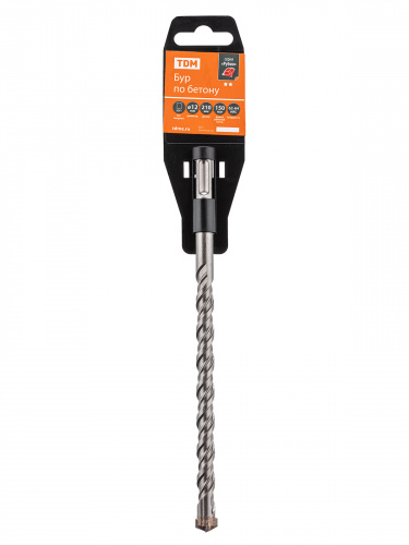 Бур по бетону, 12×210×150 мм, SDS-Plus, 4 резца, пластиковый держатель, 1 шт, "Рубин" TDM (1/100) (SQ1094-0210) фото 3 Бур по бетону, 12×210×150 мм, SDS-Plus, 4 резца, пластиковый держатель, 1 шт, "Рубин" TDM (1/100) (SQ1094-0210) фото 3