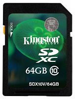 Карта памяти SDXC 64GB  Kingston (Class 10)  фф (SDX10V/64GB (f))