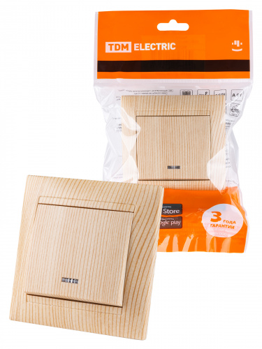 Выключатель 1 кл. с подсветкой 10А сосна , с/у, "Лама" (10/120) TDM (SQ1815-0304) Выключатель 1 кл. с подсветкой 10А сосна , с/у, "Лама" (10/120) TDM (SQ1815-0304)