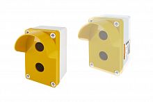 Корпус КП102 c козырьком для кнопок 2 места IP66 ABS желтый TDM (1/60) (SQ0705-0012)