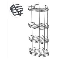 Полка угловая четырёхъярусная 20,5*20,5*72 см (термопластичное покрытие) графит (1/8) (310871)