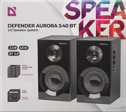 Акустическая 2.0 система DEFENDER Aurora S40 BT, черный, 40Вт, bluetooth, 220В (1/4) (65240) фото 10