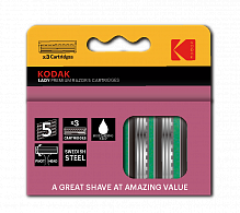 Сменные кассеты для бритья Kodak 30423411 Premium 5 лезвий 3 штуки для станка Prem Razor 5 розовый (3/72/288) (Б0053243)
