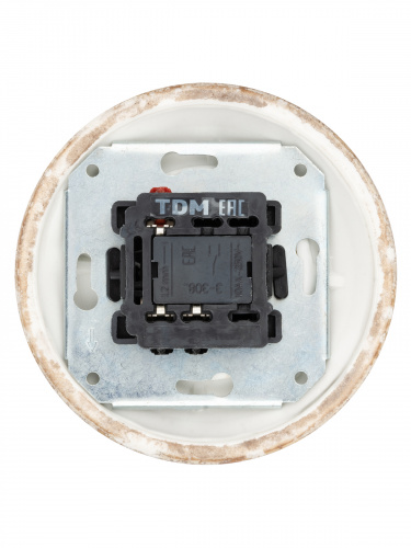 Выключатель скрытой установки фарфоровый поворотный проходной с ручкой (бантик) 10А мраморный «Болонь» TDM (SQ1820-0113) фото 3