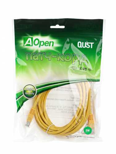 Патч-корд литой AOPEN UTP кат. 5е, желтый, 5 м. (1/60) (ANP511_5M_Y) фото 3 Патч-корд литой AOPEN UTP кат. 5е, желтый, 5 м. (1/60) (ANP511_5M_Y) фото 3