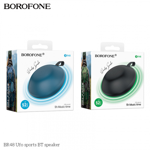 Колонка портативная Borofone BR48 Ufo BT, Bluetooth 5.4, 5W, пластик, 1200mAh, цвет: голубой (1/60) (6941991121708)