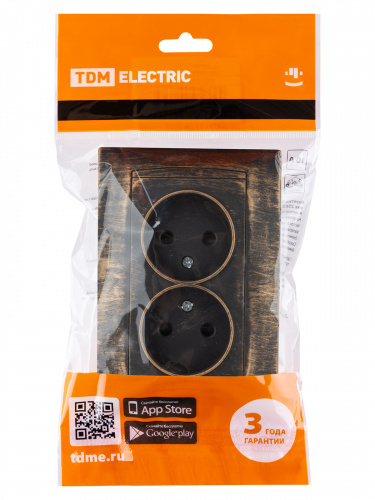 Розетка двойная 2П 10А 250В с защ. шт. старинная бронза с/у, "Лама" (1/7) TDM (SQ1815-0753) фото 2