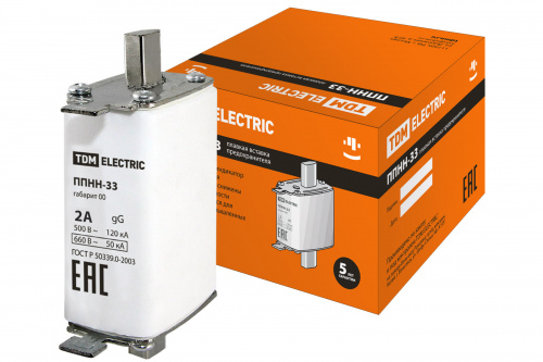 Предохранители плавкие ППНН-33 габ.00, 2А TDM (1/3/81) (SQ0713-0070)