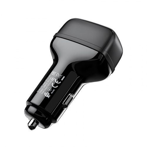 Блок питания автомобильный 2 USB HOCO Z36 Leader, 2400mA, огнестойкий, пластик, чёрный (1/14/140) (6931474727718) фото 4