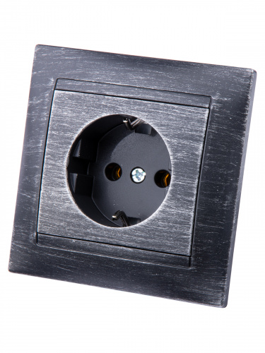 Розетка 2П+З 16А 250В старинное серебро с/у, "Лама" TDM (10/120) (SQ1815-0664) фото 5