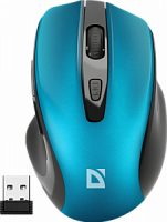 Беспроводная мышь DEFENDER Prime MB-053, 6D,800-1600dpi,бесшумн, бирюзовый (1/40) (52054)