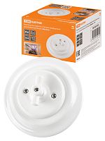 Выключатель скрытой установки фарфоровый поворотный 2-кл. с ручкой (бантик) 10А белый «Болонь» TDM (SQ1820-0013)