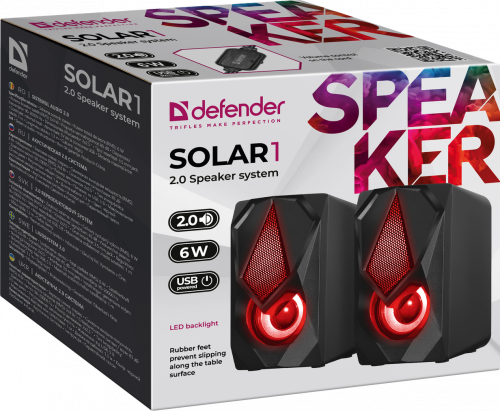 Акустическая 2.0 система DEFENDER Solar 1 6Вт, подсветка, питание от USB (1/20) (65401) фото 12