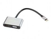 Переходник USB 3.1 Type-C(M)--> HDMI+USB 3.0+PD+VGA Alum Grey 4K@30Hz, TELECOM<TUC055> (1/300)