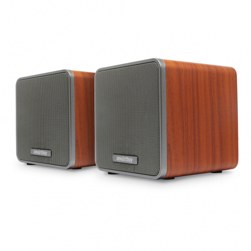 Акустическая 2.0 система Smartbuy CUBES, супер звук, дерево, 6Вт, коричневая (SBA-4700) (1/20)